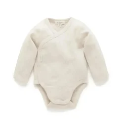 Pure Baby Body manga longa - Baby Pointelle neutro manga longa, melange de trigo Sale