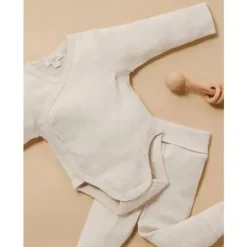 Pure Baby Body manga longa - Baby Pointelle neutro manga longa, melange de trigo Sale