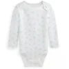 Ralph Lauren Body Polo Baby - Manga Longa Algodão Orgânico Interlock Malha, Azul Outlet