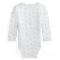 Ralph Lauren Body Polo Baby - Manga Longa Algodão Orgânico Interlock Malha, Azul Outlet