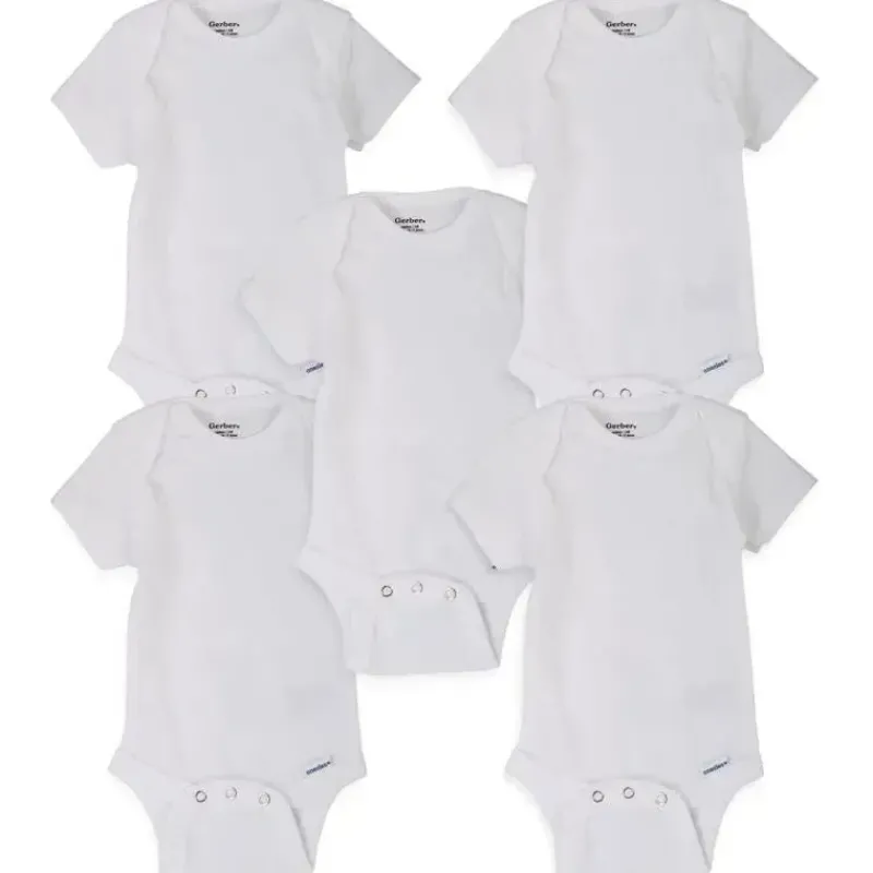 bodysuits_de_manga_curta__SKUNTQMHH52_0.webp Gerber Bodysuits de manga curta - 5Pk, branco Outlet