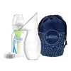 Dr. Brown's Bomba de mama de silicone Dr. Brown's Milkflow, coletor de leite materno com opções + mamadeira anti-cólica e bolsa de viagem Outlet