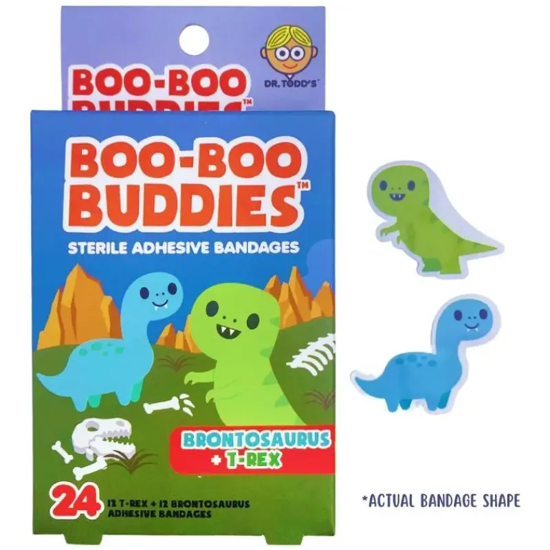 boo_boo_buddies__kids_adh_SKUxabABhGs_1.webp Boo Boo Budies Boo Boo Buddies - Kids Adhesive Bandages, Brontosaurus + T rex New