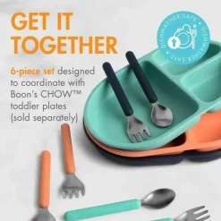 Boon - Conjunto de colher e garfo para utensílios infantis de aço inoxidável CHOW ™, menta Online