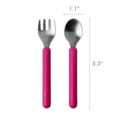 Boon - Conjunto de utensílios infantis de aço inoxidável CHOW ™, rosa Fashion