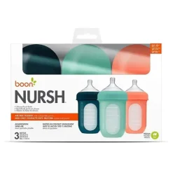 Boon - Garrafa de silicone 3Pk Nursh 8 onças, menta/melão/marinho Online