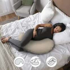 Boppy - Almofada Cuddle para Gravidez com Capa Removível 100% Algodão Orgânico, Biscoito Online