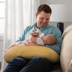 Boppy - Almofada de amamentação com capa removível, lavável à máquina, estriada ocre Clearance
