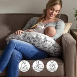 Boppy - Almofada de amamentação capa de elefante cinza de secagem rápida Discount