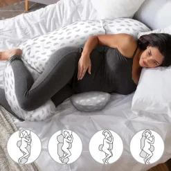 Boppy - Almofada Dorminhoca Lateral de Corpo Inteiro, Mirage Branco e Cinza Hot