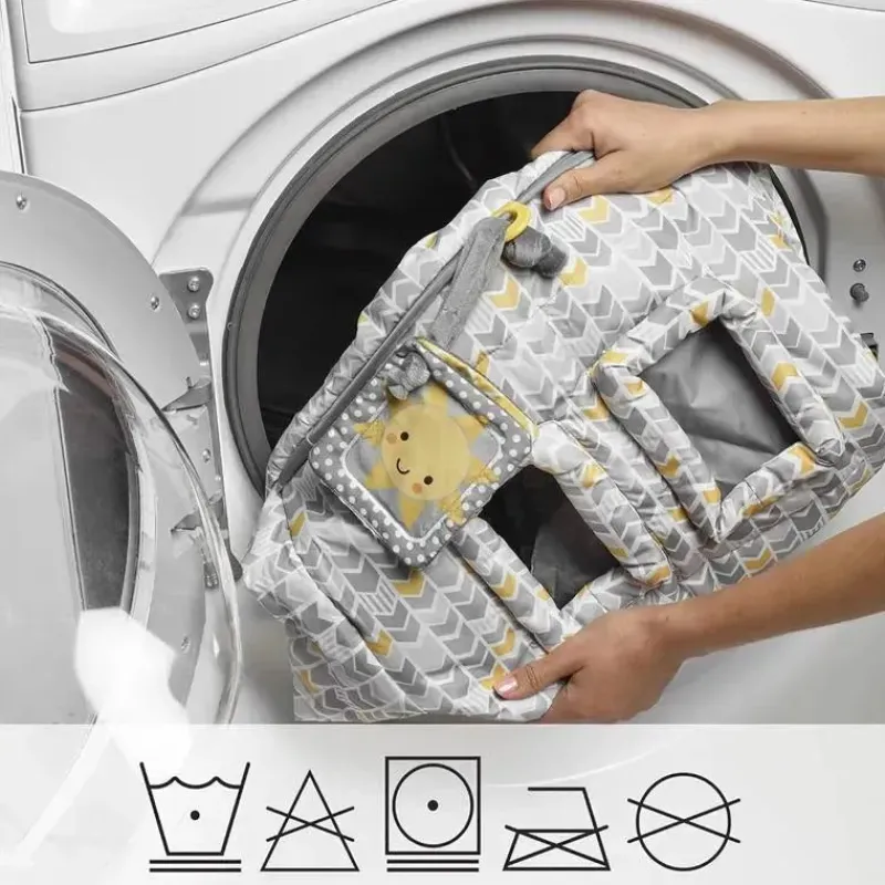 boppy__carrinho_de_compra_SKUz8KsnpYV_3.webp Boppy - Carrinho de compras e capa para cadeira alta, Chevron amarelo sol e cinza com SlideLine mutável e cinto de segurança Online