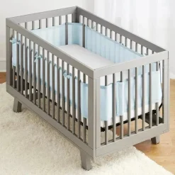 BreathableBaby - Forro de berço de malha respirável clássico, azul claro Outlet