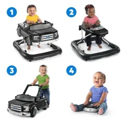 Bright Starts - Centro de atividades para bebês Ford F-150 4 em 1 Agate Black e Push Walker Hot