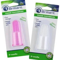 Baby Buddy Brilliant Baby - escova de dentes de dedo, 3 meses ou mais, rosa/transparente, conjunto de 2 escovas Sale