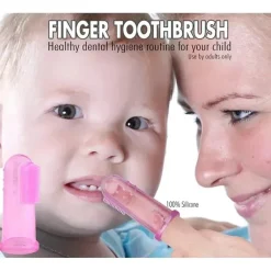 Baby Buddy Brilliant Baby - escova de dentes de dedo, 3 meses ou mais, rosa/transparente, conjunto de 2 escovas Sale