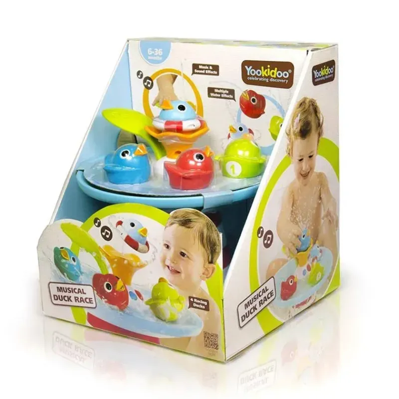 brinquedo_de_banho_para_b_SKUbIqY27oW_3.webp Yookidoo Brinquedo de banho para bebê Musical Duck Race com cachoeira Hot
