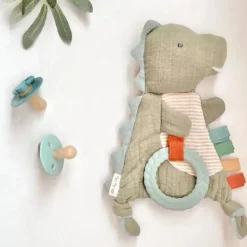 Itzy Ritzy Brinquedo Sensorial Crinkle com Mordedor - Dino Hot
