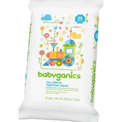 Babyganics Brinquedos , toalhetes de mesa e cadeira alta, sem fragrância 25 unidades Clearance