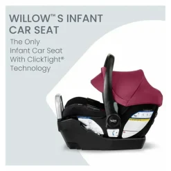 Britax - Cadeira Auto Infantil Willow S com Base Anti-Rebote Alpina, Ruby Onyx Hot