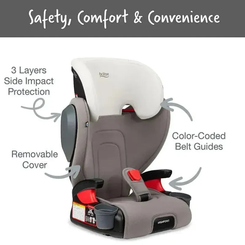 britax__highpoint_stage_b_SKUZH0rRjPJ_7.webp Britax - Highpoint 2-Stage Belt Positioning Booster Car Assento, Cinza Ombré Outlet