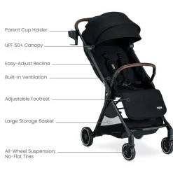 Britax - Juniper Compact On-The-Go Stroller, Raven Black Fashion
