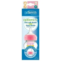 Dr. Brown's Brown - opções de 9 onças + garrafa de gargalo largo para canudinho, rosa, 1 unidade Hot