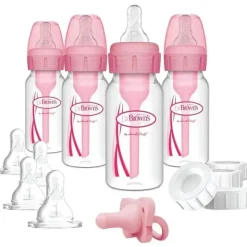 Dr. Brown's Brown's - Conjunto de amamentação para mamadeira, rosa, 4 onças Best