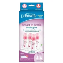 Dr. Brown's Brown's - Conjunto de amamentação para mamadeira, rosa, 4 onças Best