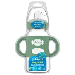 Dr. Brown's Brown's - Garrafa com canudinho de gargalo largo de 9 onças/270 ml com alças de silicone, verde Online