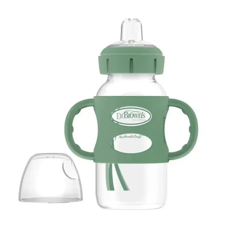 browns__garrafa_com_canud_SKU3B8A4dZo_1.webp Dr. Brown's Brown's - Garrafa com canudinho de gargalo largo de 9 onças/270 ml com alças de silicone, verde Online