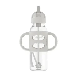 Dr. Brown's Brown's - Garrafa com canudinho estreito de 8 onças/250 ml com alças de silicone, cinza, pacote com 1 Sale