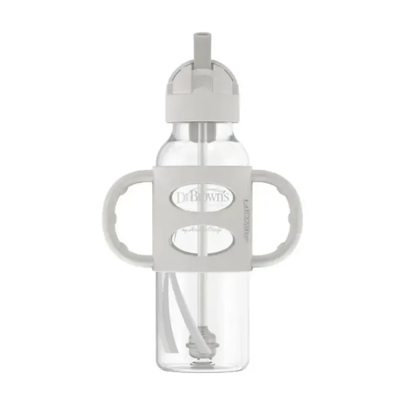 browns__garrafa_com_canud_SKUjCP8NGP1_0.webp Dr. Brown's Brown's - Garrafa com canudinho estreito de 8 onças/250 ml com alças de silicone, cinza, pacote com 1 Sale