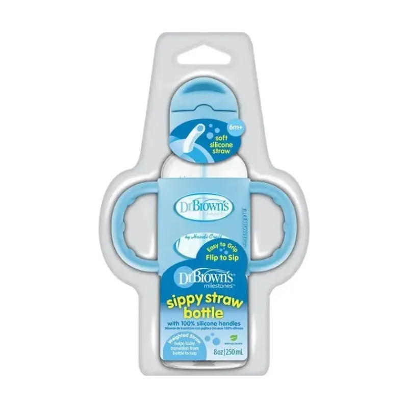 browns__garrafa_com_canud_SKUjCP8NGP1_1.webp Dr. Brown's Brown's - Garrafa com canudinho estreito de 8 onças/250 ml com alças de silicone, cinza, pacote com 1 Sale