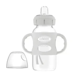 Dr. Brown's Brown's - Garrafa com canudinho de gargalo largo de 9 onças/270 ml com alças de silicone, cinza Sale