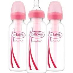 Dr. Brown's Brown's - 3Pk Options Garrafas estreitas, 8 onças, rosa Fashion