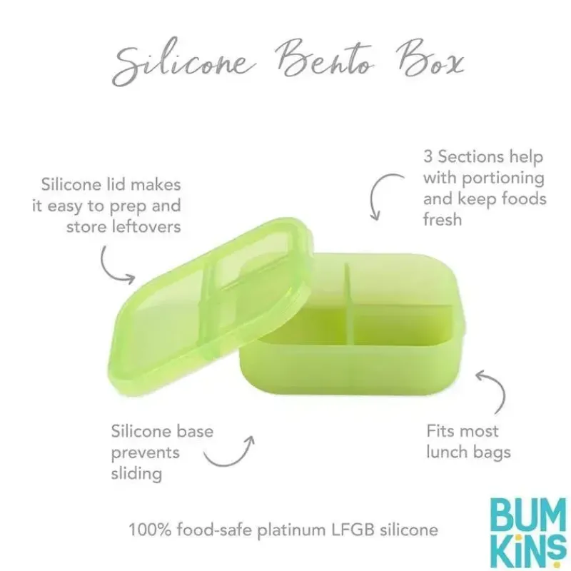 bumkins__bumkins_snacklun_SKUYve9Dsc7_1.webp Bumkins - Snack/Lunch Bento Box, recipiente com 3 compartimentos, geléia verde Outlet