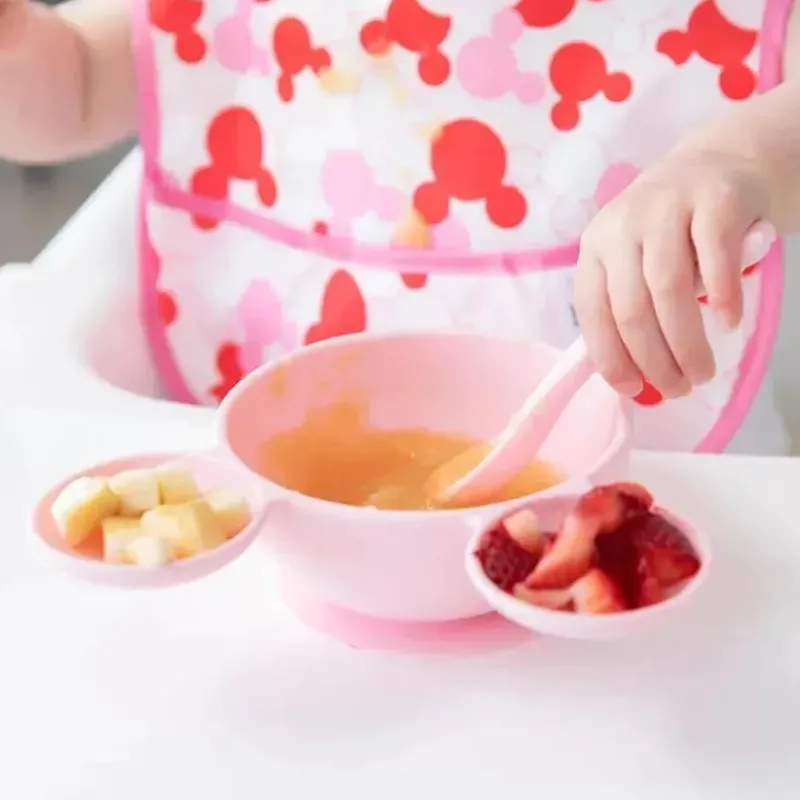 bumkins__conjunto_de_alim_SKUBkmvabgQ_1.webp Bumkins - Conjunto de alimentação de silicone com sucção para bebês e crianças pequenas, Minnie Mouse rosa claro Best