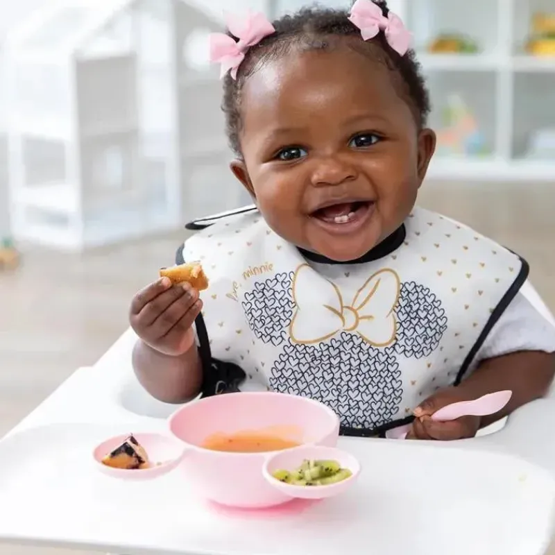 bumkins__conjunto_de_alim_SKUBkmvabgQ_5.webp Bumkins - Conjunto de alimentação de silicone com sucção para bebês e crianças pequenas, Minnie Mouse rosa claro Best