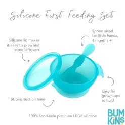 Bumkins - Conjunto de alimentação de silicone com sucção para bebês e crianças pequenas, geléia azul Online