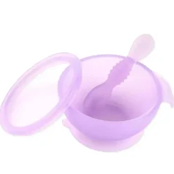 Bumkins - Conjunto de alimentação de silicone com sucção para bebês e crianças pequenas, geléia roxa Hot