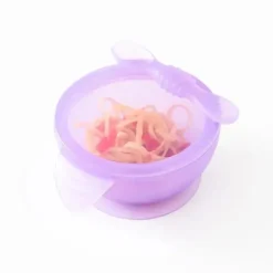 Bumkins - Conjunto de alimentação de silicone com sucção para bebês e crianças pequenas, geléia roxa Hot