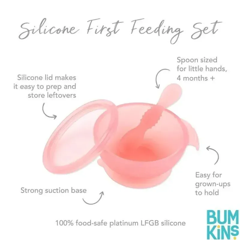 bumkins__conjunto_de_alim_SKUOgMXq1oD_3.webp Bumkins - Conjunto de alimentação de silicone com sucção para bebês e crianças pequenas, gelatina rosa New