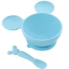 Bumkins - Conjunto de alimentação de silicone com sucção para bebês e crianças pequenas, Mickey Mouse Azul Claro Hot