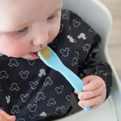 Bumkins - Conjunto de alimentação de silicone com sucção para bebês e crianças pequenas, Mickey Mouse Azul Claro Hot