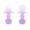 Bumkins - Conjunto de utensílios para bebês, mastigáveis ​​de silicone, geléia roxa New