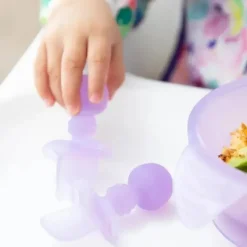 Bumkins - Conjunto de utensílios para bebês, mastigáveis de silicone, geléia roxa New