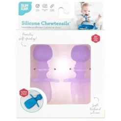 Bumkins - Conjunto de utensílios para bebês, mastigáveis de silicone, geléia roxa New