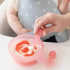 Bumkins - Conjunto de utensílios para bebês, mastigáveis ​​de silicone, gelatina rosa Clearance