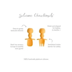 Bumkins - Conjunto de utensílios de bebê Chewtensils - Tangerina Discount