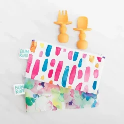 Bumkins - Conjunto de utensílios de bebê Chewtensils - Tangerina Discount